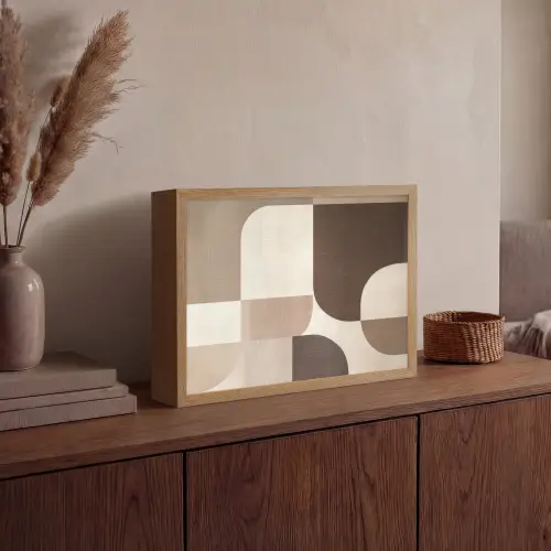 Geometrisch - Geweven structuur - Modern Light Box met batterij (Wandlamp) middel -sfeer2