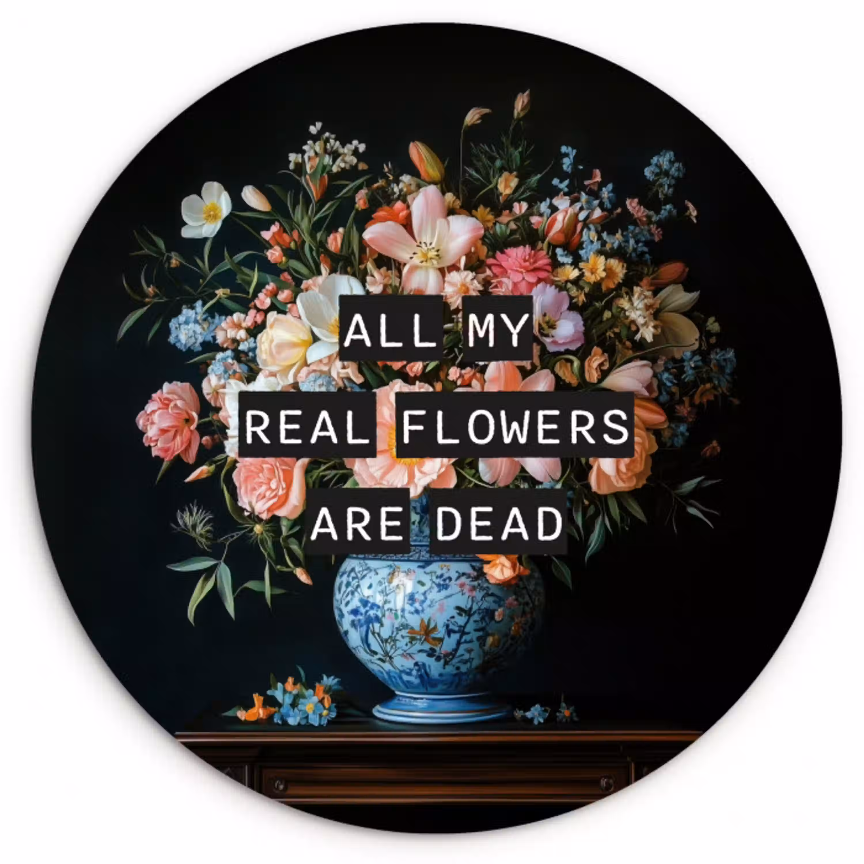 Bloemen - Art - Pastel - Quotes Wandcirkel kunststof plaat 5mm dik klein -3d
