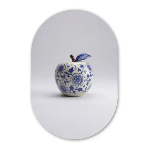 Appel - Blauw - Klassiek Wandcirkel Ovaal Forex klein -3d