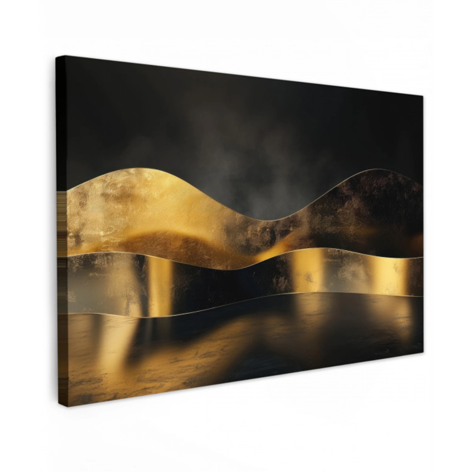 Zwart - Goud - Golven - Schaduw canvas 2cm klein -z3d
