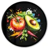 Tomaat - Avocado - Peper - Graffiti - Verf - Modern Fotolijst rond zonder passe partout klein -3d
