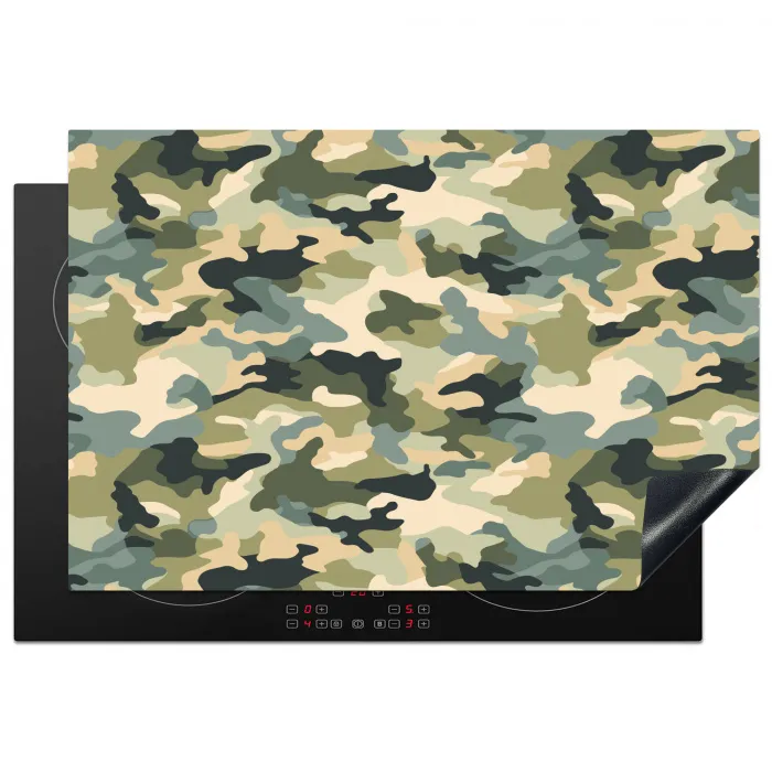 Woestijncamouflage - Zandkleurig - Groen - Patroon Inductie beschermer vinyl 3mm klein 276 -3d