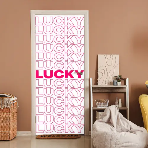 Lucky - Roze - Patroon deurposter klein -sfeer1
