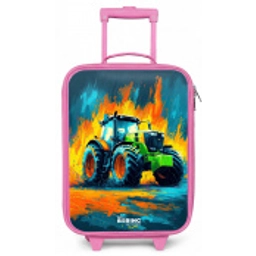 Tractor - Groen - Abstract - Penseelstreken Kinderkoffer - Roze klein -zz3dotto