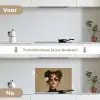 Vrouw - Beige - Bloem - Modern - Portret keuken achterwand spatscherm klein -voor_na_NL
