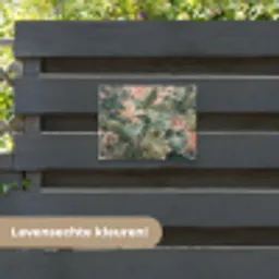 Compositie van bladeren - Groen - Roze tuinposter los doek klein -sfeer3