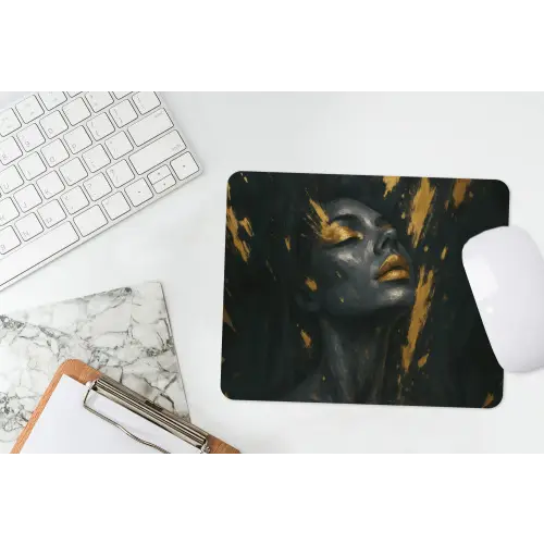 Gezicht - Vrouw - Verfspatten - Abstract muismat rubber klein -witbureau