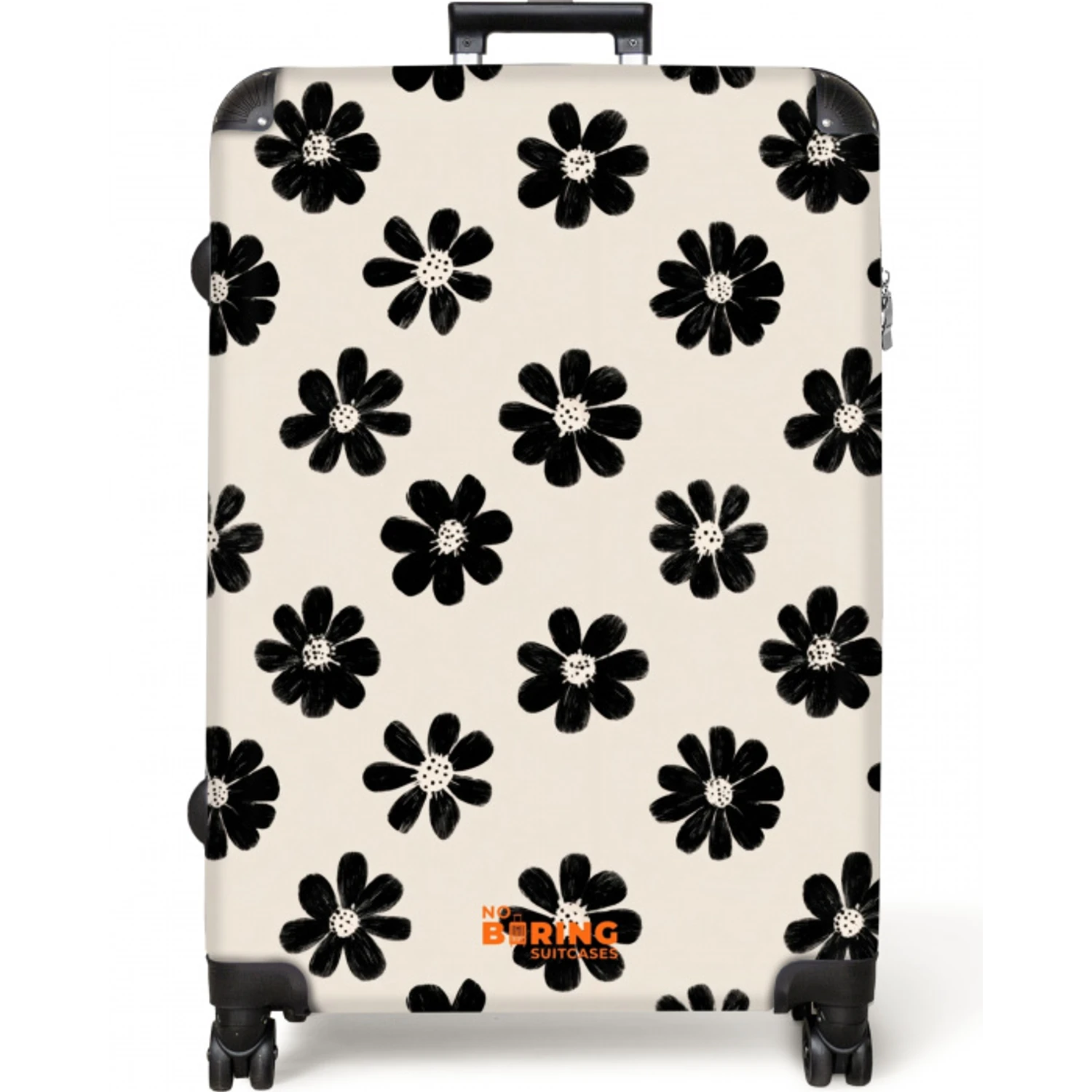 Madeliefjes - Grafisch - Zwart - Beige NBS - Large koffer - Volwassenen Unisex groot -zzzzzzzzkaufland2