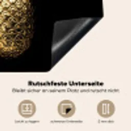 Ananas - Zwart - Goud - Luxe Inductie beschermer vinyl 3mm middel -tsfeer4_DE