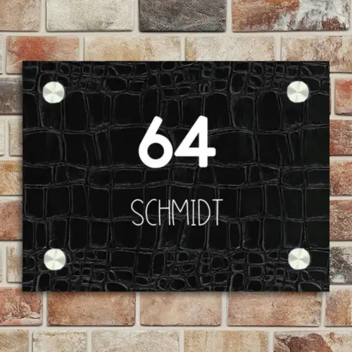 Zwart krokodillenleertextuur - Modern Naambord Rechthoek middel -sfeer3