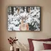 Hert - Sneeuw - Winter - Bos - Dieren Textielframe zwart klein -sfeer1