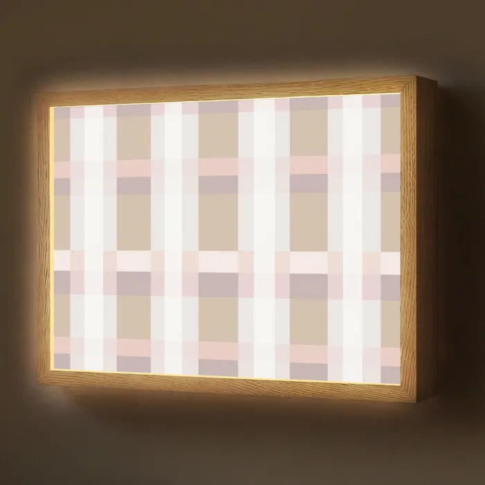 Ruitpatroon - Aardetinten - Minimalistisch Light Box met batterij (Wandlamp) middel 907 -z3d_website