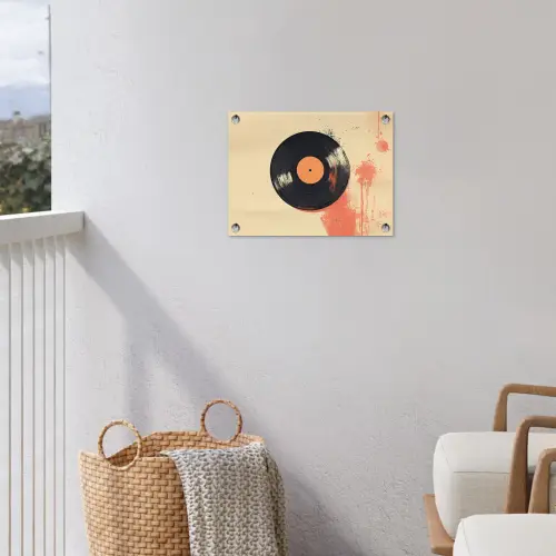 Vinylplaat - Zwart - Verfspatten - Retro tuinposter los doek klein -sfeer8