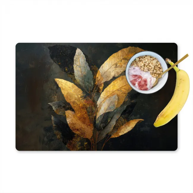 Placemat - 6 stuks - Gouden Bladcompositie – Botanische Luxe
