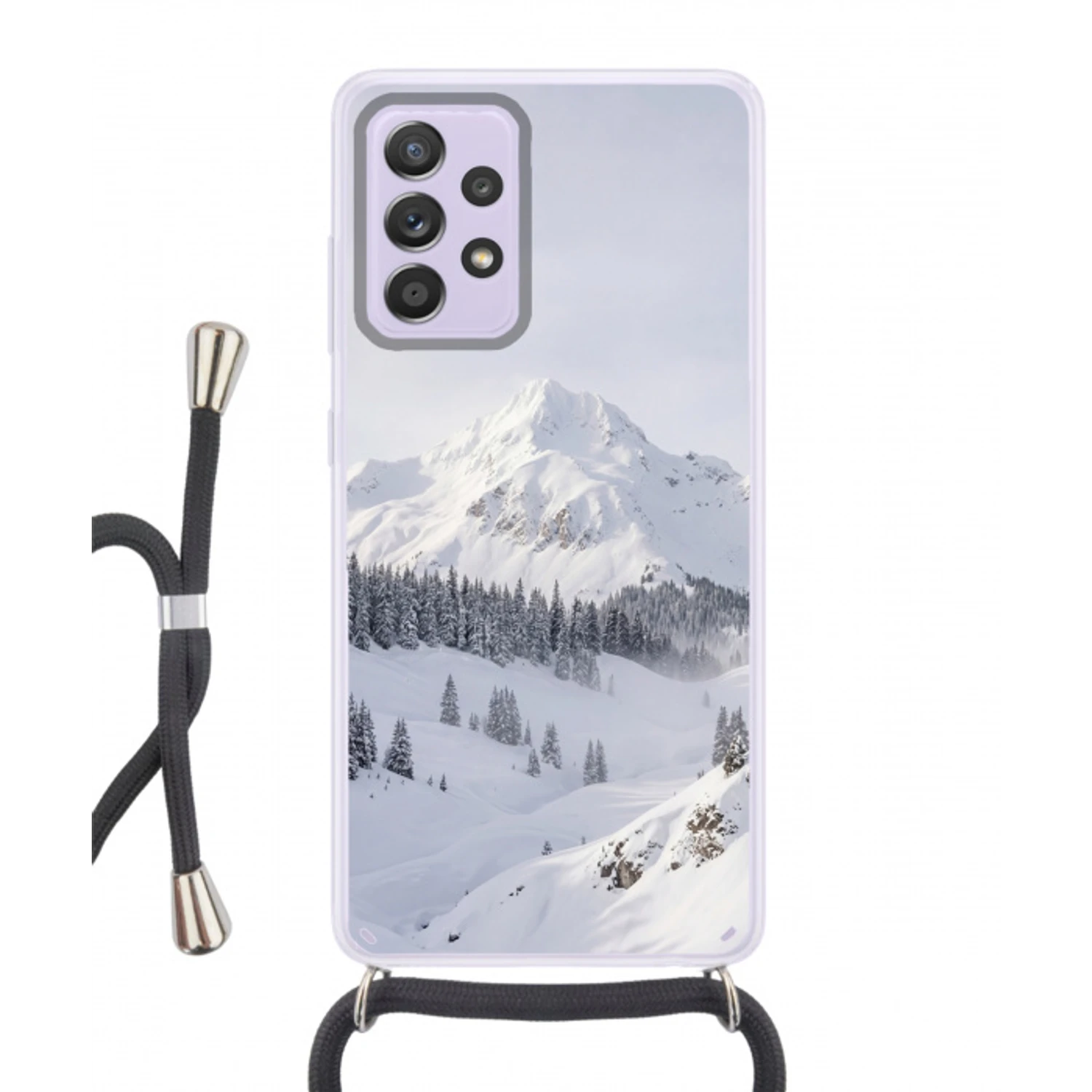 Berg - Sneeuw - Winter - Natuur - Wit Hoesje Samsung Galaxy A52 5G met koord klein -3d