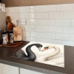 Zwanen - Hartvorm - Dieren Inductie beschermer vinyl 3mm middel -sfeer3