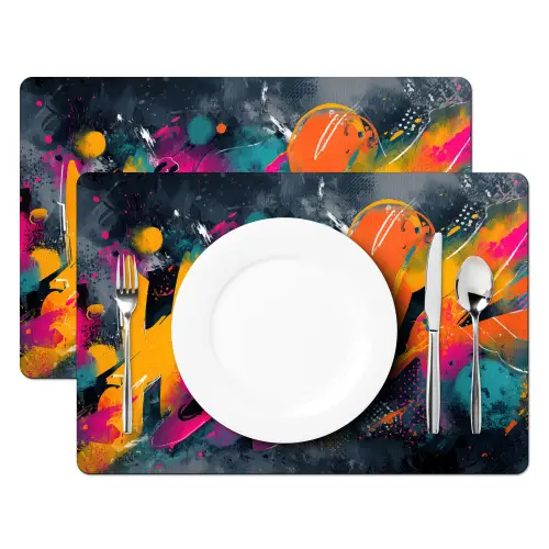 Abstract - Graffiti - Kleurrijk - Verfspatten Placemat vinyl groot -zzsfeer2_Kitchenyeah-website