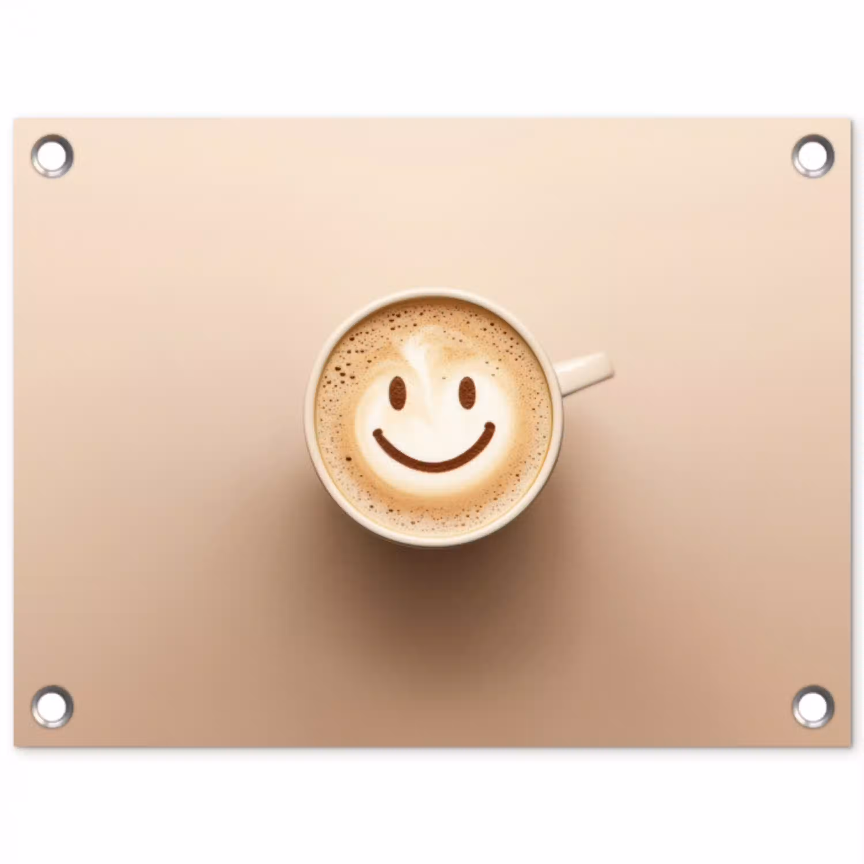 Koffie - Melkschuim - Lach - Beige tuinposter los doek klein -3d