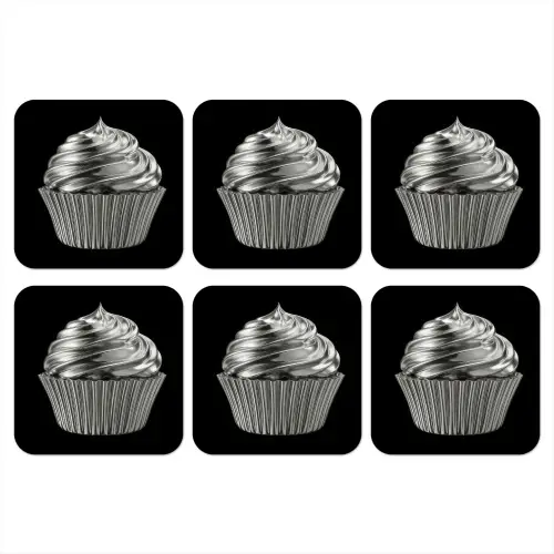 Cupcake - Luxueus - Zilver onderzetter kurk middel -3d