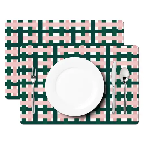 Vlechtpatroon - Groen - Roze - Grafisch Placemat vinyl groot 368 -zzsfeer2_Kitchenyeah-website