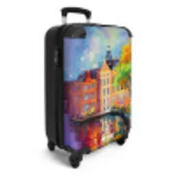 Olieverf - Amsterdam - Kunst - Kleurrijk NBS - Handbagage koffer - Unisex middel -productfoto_3d