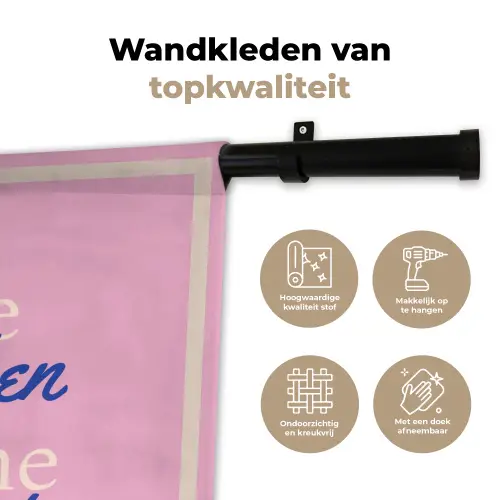 Tekst - Blauw - Keuken - Kader Wandkleed katoen klein -sfeer2