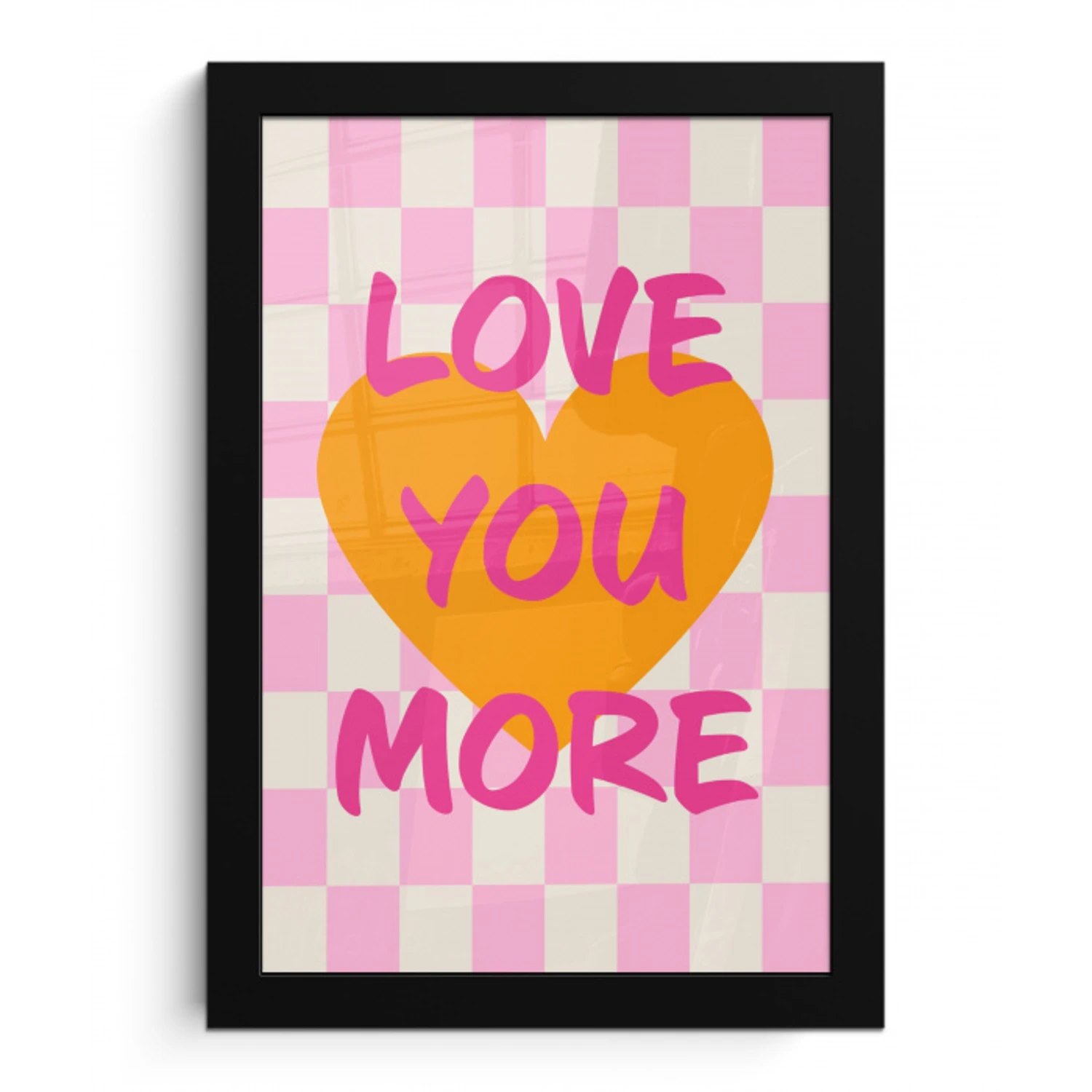 Valentijn - Love - Roze - Oranje fotolijst zwart zonder passe partout klein -3d