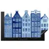 Aquarel - Grachtenpanden - Delfts - Blauw Inductie beschermer vinyl 3mm klein -3d
