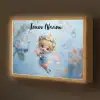 Fee - Bloemen - Sprookje - Blauw Light Box met batterij (Wandlamp kind) middel -z3d_website
