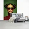 Vrouw - Groen - Bril - Aesthetic - Modern fotobehang vinyl groot -slaapkamer