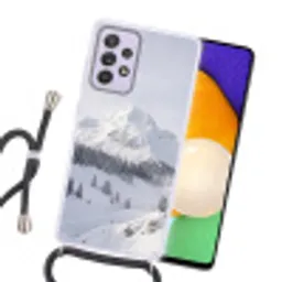 Berg - Sneeuw - Winter - Natuur - Wit Hoesje Samsung Galaxy A52 5G met koord klein -sfeer1