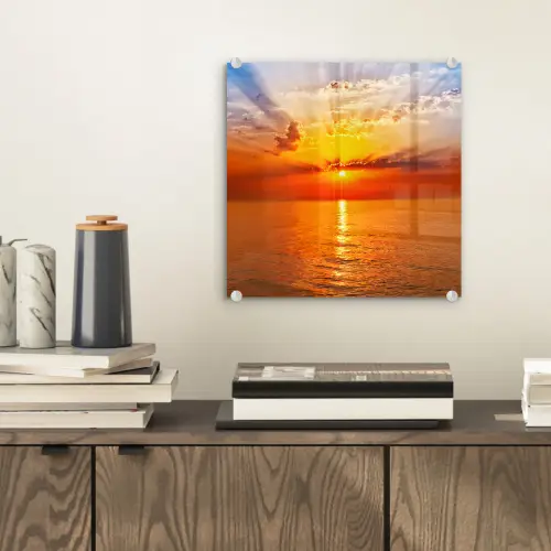 Zonsondergang - Zee - Lucht - Oranje - Horizon - Water plexiglas 5mm klein -sfeer1