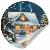 Kerst - Kerstboom - Winter - Huis - Sneeuw Wandcirkel behangsticker klein -3d
