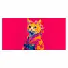 Kat - Kimono - Bloemen - Roze Muismat XXL klein -3d_leeg