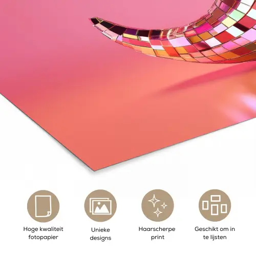 Peper - Disco - Rood - Glitter poster papier klein -closeup_NL