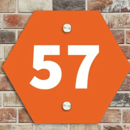 Oranje - Traditioneel Naambord Hexagon klein -sfeer2