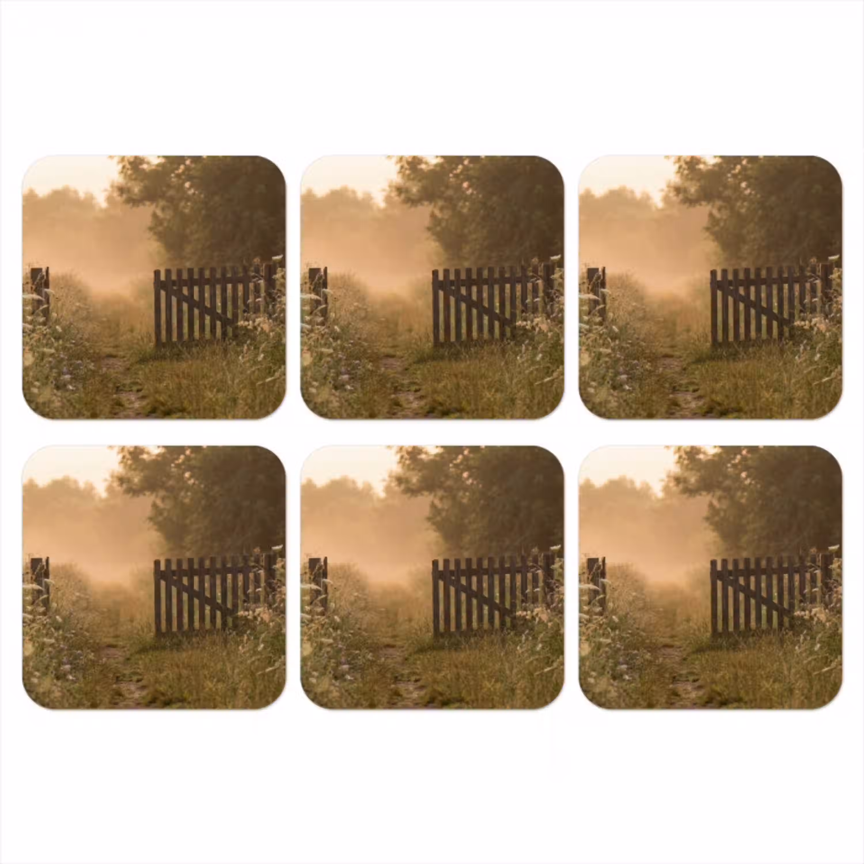 Hek - Natuur - Mist - Veld onderzetter kurk middel -3d