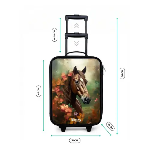 Bruin paard tussen de bloemen Kinderkoffer - Zwart klein -productfoto_formaten