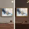 Blauw - Modern - Marmer - Abstract - Goud Light Box met batterij (Wandlamp) middel -sfeer3