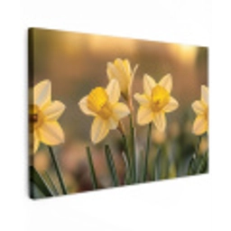 Bloemen - Geel - Wazig Tuinposter op houten frame 2 cm dik klein -3d