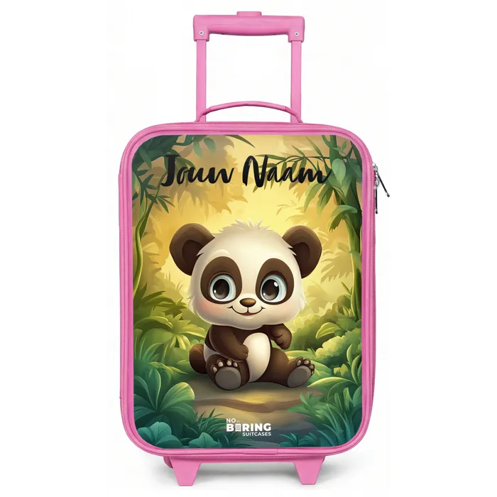 Panda - Bamboebos - Groen Kinderkoffer - Roze klein -zz3dotto