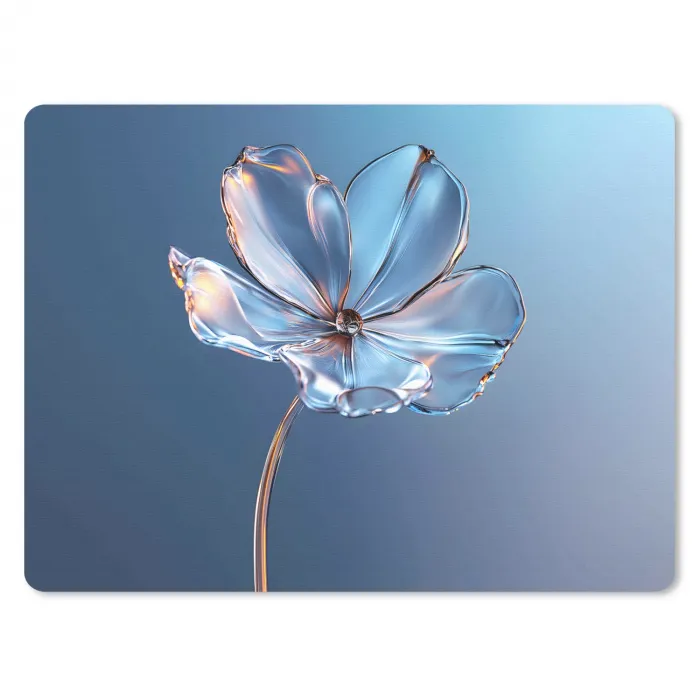 Blauw - Bloem - Glazen - Sierlijk muismat rubber klein -3d