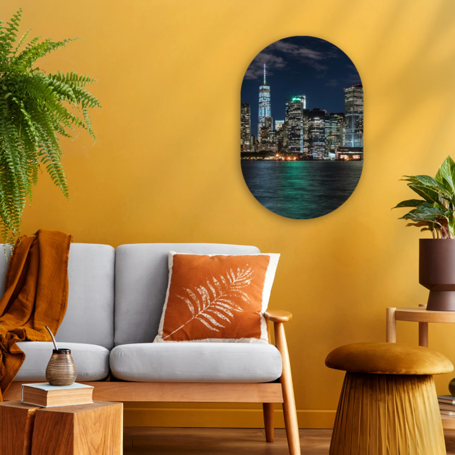 New York - Skyline - Sterrenhemel Wandcirkel Ovaal Forex klein -sfeer4