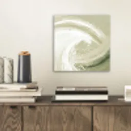 Abstract - Penseelstreken - Golven - Groen aluminium wit klein -sfeer1