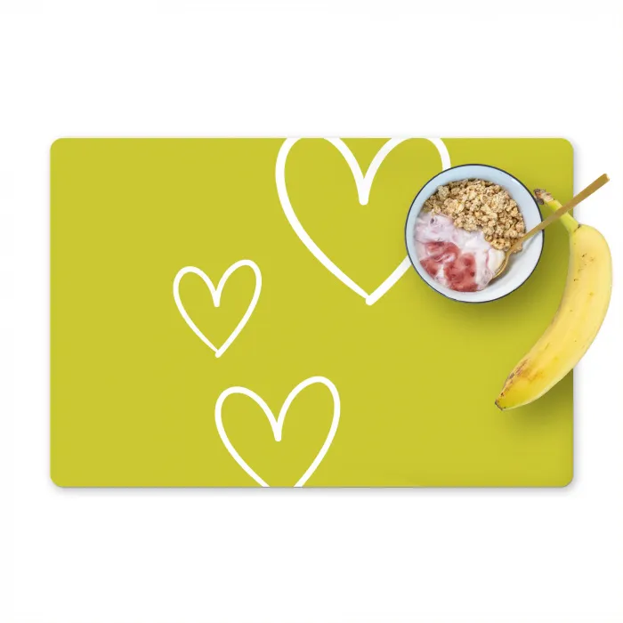 Groen - Hartjes - Wit Placemat vinyl groot -zzzproduct_Kitchenyeah-website