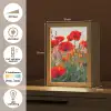 Klaproos - Bloemen - Rood - Paars - Weide Light Box met kabel (Tafellamp) klein -USP_NL