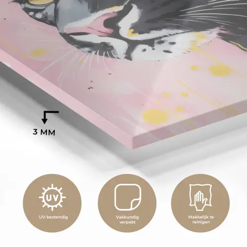 Zwart - Panter - Roze - Abstract plexiglas 5mm klein -sfeer2