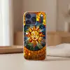Mozaïek - Zon - Geel - Cirkel Telefoonhoesje iPhone 17 Pro klein -sfeer2