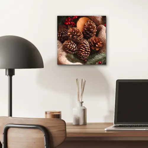 Dennenappels - Boom - Winter - Natuur - Bruin aluminium wit klein -sfeer5