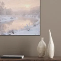 Rivier - Winter - Landschap - Sneeuw - Zonsopgang PET vilt klein -sfeer6_closeup